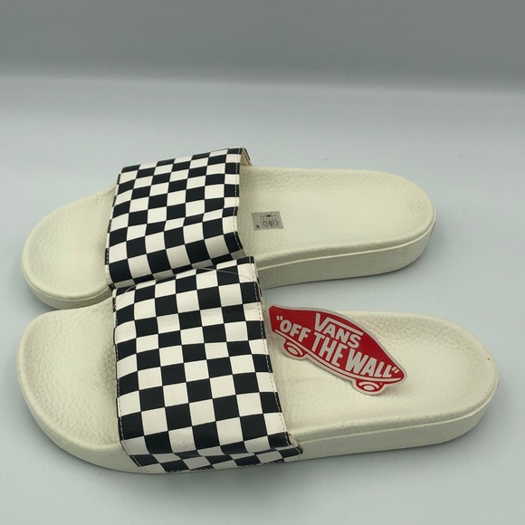 Vans Off the Wall Red and White Slides - Picture 1 of 9